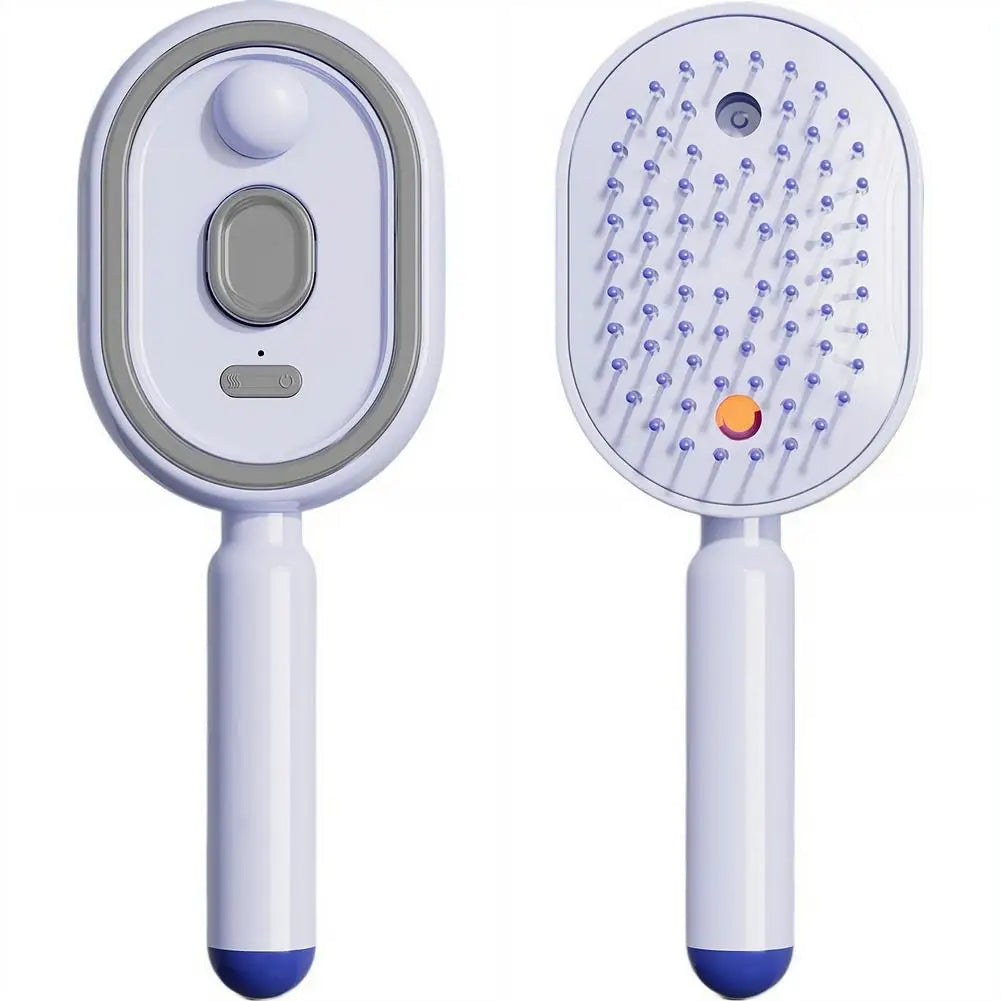Cepillo Masajeador Eléctrico con Pulverizador de Aire 3 en 1, Autolimpiante, con Vapor y Aceite Esencial, Recargable, para Masaje del Cuero Cabelludo