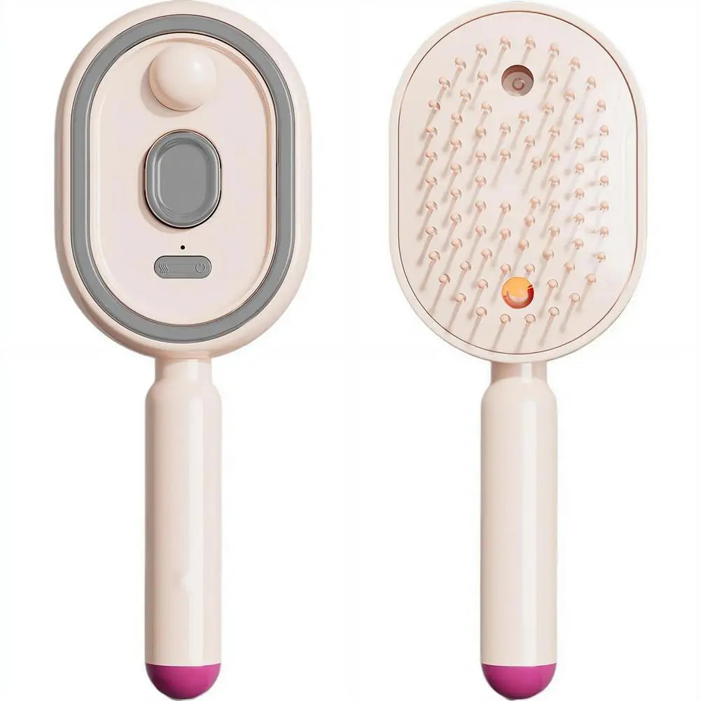 Cepillo Masajeador Eléctrico con Pulverizador de Aire 3 en 1, Autolimpiante, con Vapor y Aceite Esencial, Recargable, para Masaje del Cuero Cabelludo